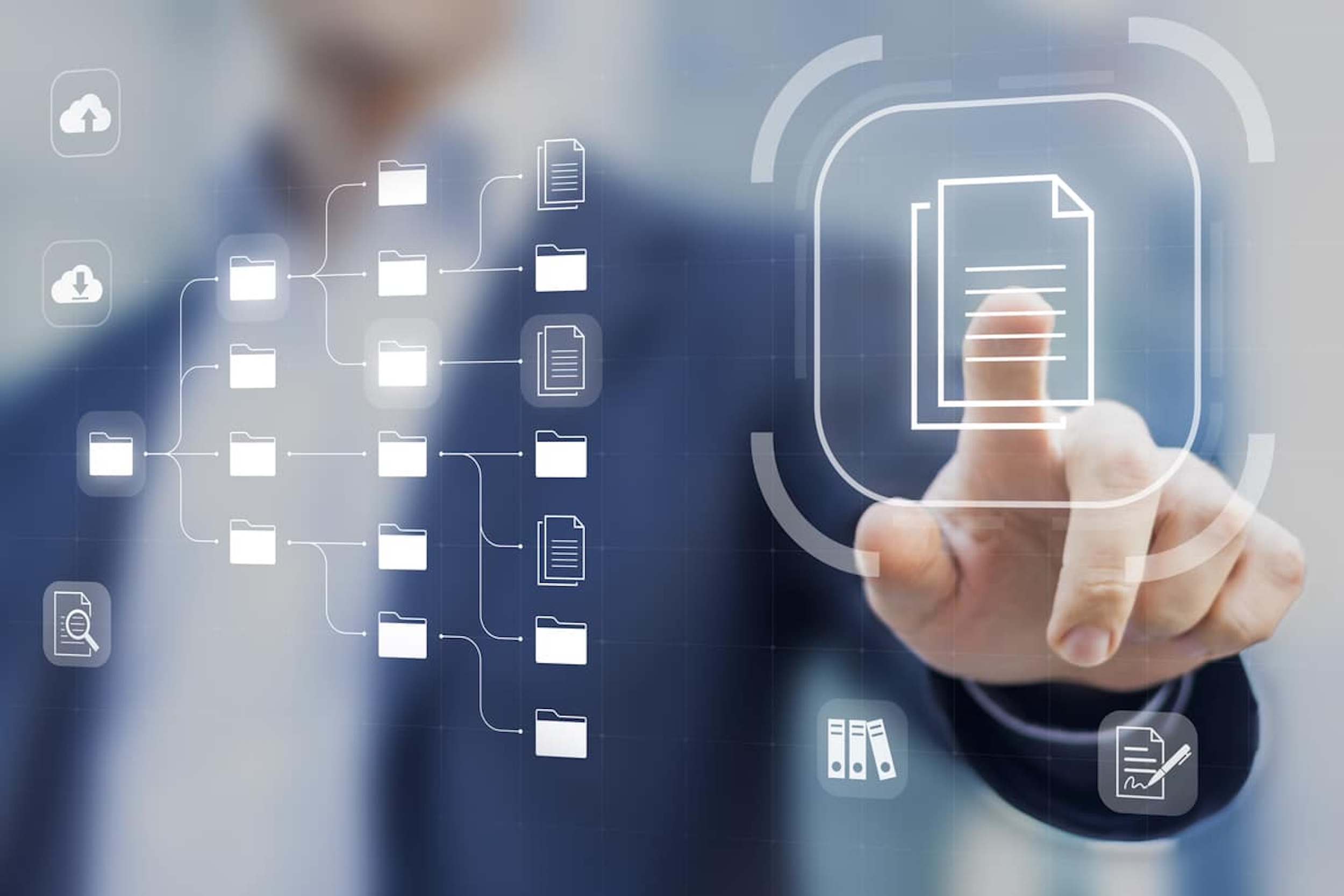 Document Management System (DMS) in addition to digitization and process automation to efficiently manage files, knowledge and documentation in enterprise with ERP. Corporate business technology